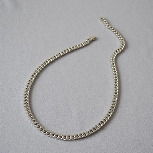 Polished silver stainless steel Cuban link chain necklace in punk hip hop style