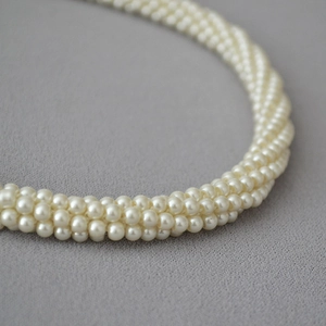 Collier Elegant En Künstliche Perles Imitation Tressees Multi-Rangs Ras Du Cou Künstliche Perles De Verre Fait Main Style Retro Vintage Soiree