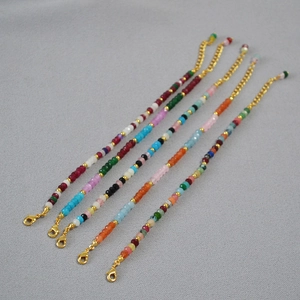 Ensemble de bracelets en perles de pierre naturelle colorée avec fermoir doré réglable