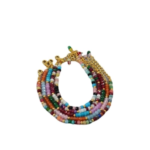 Ensemble de bracelets en perles d'agate colorées avec pierres naturelles facettées