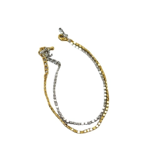 Minimalist shiny gold and silver plated flat disc chain bracelets with lobster clasp