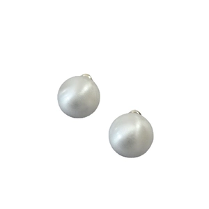 Minimalist vintage matte brushed 925 silver stud earrings with hemispherical design