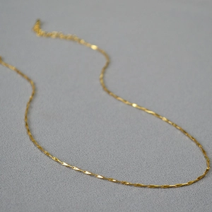 Minimalist brass gold-plated sequin chain choker necklace with shimmering finish