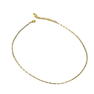 Minimalist shiny gold plated brass fine chain necklace for women with adjustable lobster clasp