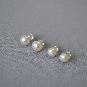 French Elegant Women Freshwater Pearl Stud Earrings With 925 Sterling Silver Earring Post Simple Fashion Jewelry For Lady