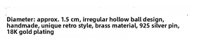 Spécifications des boucles d'oreilles sphériques creuses de 1,5 cm avec émail à la main