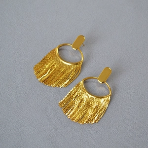 Boucles d'Oreilles Gland en Cuivre Plaqué Or de Luxe pour Femme Avec Tige en Argent Sterling 925 Bijoux Pendantes Chaîne