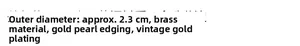 Detail specifications of 2.3cm vintage gold brass earrings with beaded lace edging