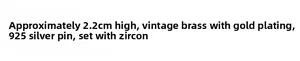 Detail specifications of vintage brass earrings with 925 silver needles and zircon 2.2cm