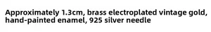 Detail specifications of 1.3cm brass earrings with 925 silver needles and enamel finish