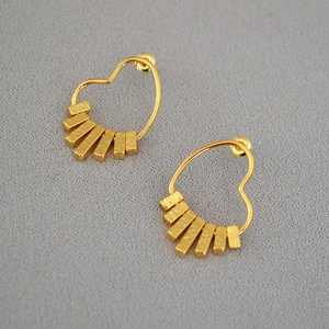Minimalist Gold Plated Heart Dangle Earrings For Women Hammered Texture Bar With 925 Sterling Silver Earring Post Jewelry