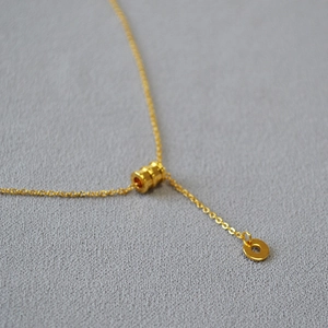 Collier Pendentif Cylindrique en Laiton Plaqué Or Minimaliste Pour Femmes Bijoux Design de Niche Géométrique Rétro