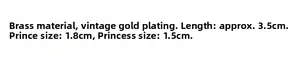 Detailed dimensions of brass brooch featuring 3.5cm length and vintage gold plating