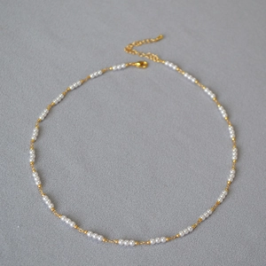Collier Künstliche Perles Imitation Minimaliste Laiton Plaqué Or Ras Du Cou Chaîne Clavicule Pour Femmes Accessoire Élégant