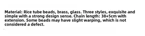 Detailed specs of the handmade beaded necklace featuring 38+5cm adjustable length