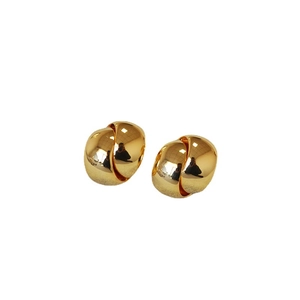 Polished gold-plated waterdrop stud earrings with sleek minimalist curved design