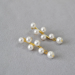 Geometric Artificial Pearl Drop Branch Earrings With 18K Gold Plated Brass And 925 Sterling Silver Earring Post Elegant For Women