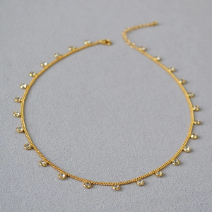 Elegant Brass 18K Gold Plated Cubic Zirconia Pendant Necklace Minimalist Crystal Choker For Women Chic Dainty Jewelry