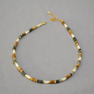 Collier De Künstliche Perles Fait Main Pierre Naturelle Nacre Laiton Plaqué Or Ras De Cou Coloré Pour Femmes Style Bohème