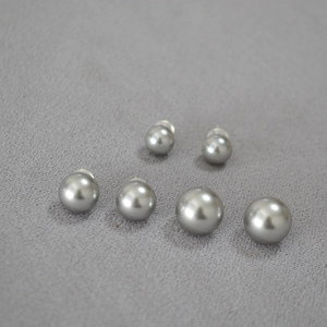 Boucles D'oreilles Künstliche Perles Grises Avec Tige En Argent Sterling 925 Minimaliste Élégant Rond Bijoux Pour Femmes