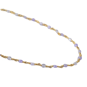 Elegant gold plated brass necklace featuring lavender purple crystal stone beads