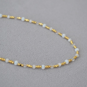 Handcrafted Beaded Copper Choker Necklace For Women 18K Gold Plated Minimalist Faceted Rhinestone Chain Elegant Commuting Jewelry