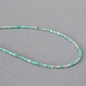 Handmade Natural Amazonite Stone Beaded Necklace Green Gemstone Silver Plated Adjustable Jewelry For Women Gift