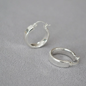 Boucles d'Oreilles Créoles Larges Minimalistes Femmes Tige en Argent Sterling 925 Cuivre Poli Plaqué Argent Bijou Cadeau
