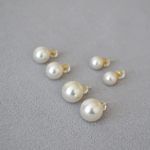 Elegant Imitation Artificial Pearl Stud Earrings With 925 Sterling Silver Earring Post Round White Artificial Pearl Earrings For Women Wedding Party Jewelry Gift