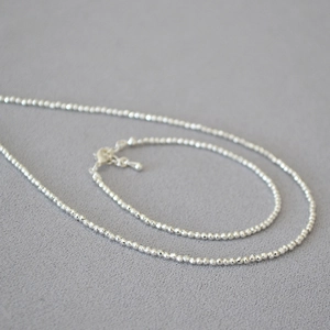 Minimalist Silver Plated Faceted Bead Necklace And Handmade Dainty Clavicle Chain Bracelet For Women Elegant Fine Jewelry
