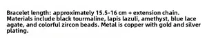 Detail specifications of natural stone bracelet with amethyst and extension chain info