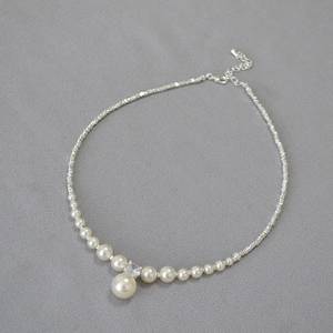 Minimalist Imitation Artificial Pearl Necklace Silver Plated Beads Zircon Pendant Clavicle Chain For Women Niche Design Jewelry