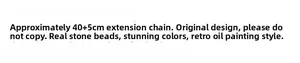 Specifications of vintage beaded necklace featuring natural stone and 40+5cm length