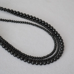 Collana di Perline di Agata Nera Naturale Minimalista per Donna Catena a Clavicola in Pietra Geometrica Rotonda Gioielli Fatti a Mano