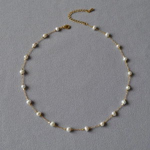 French Elegant Freshwater Pearl Necklace For Women Gold Plated Copper Chain Irregular Baroque Pearl Fashion Jewelry