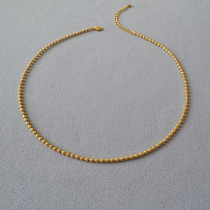 Italian Design Gold Plated Brass Bead Chain Necklace For Women Minimalist Starlight Ball Chain Simple Plain Necklace Adjustable Jewelry