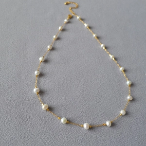 French style baroque pearl necklace with gold-plated brass chain and lobster clasp