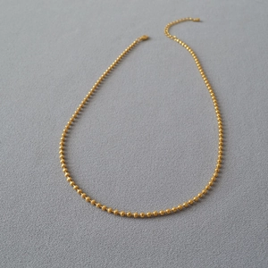 Elegant 18K gold plated brass bead chain necklace with lobster clasp for women