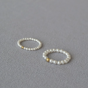 Minimalist Artificial Pearl Beaded Ring With 14K Gold Filled Bead Delicate Slim Index Finger Ring For Women Daily Jewelry