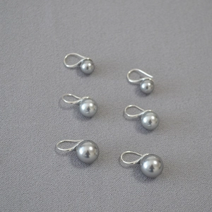 Minimalist Round Metallic Grey Faux Artificial Pearl Hook Earrings For Women Elegant Silver Plated Copper Jewelry