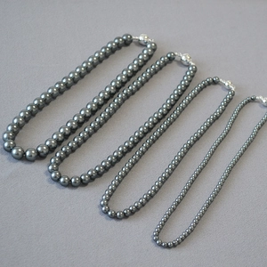 French Style Tahiti Gray Imitation Artificial Pearl Necklace Bracelet Silver Plated Copper Magnetic Buckle Stackable Niche Jewelry