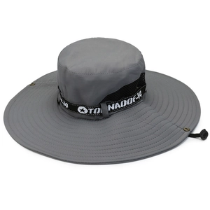 Grey wide brim sun hat with breathable mesh and adjustable chin strap for outdoors