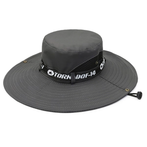 Macro shot of breathable mesh side panels and wide brim stitching on the sun hat