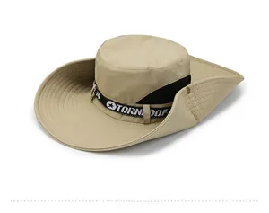 Macro detail of khaki outdoor sun hat featuring side button and mesh ventilation panel