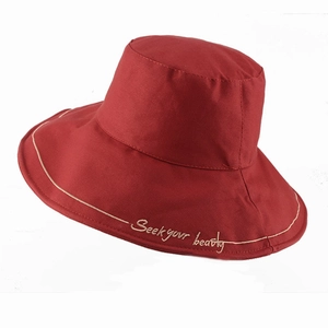 Women Fashion Letter Embroidery Bucket Hat Foldable Cotton Polyester Wide Brim Sun Shade Beach Hat For Summer Outdoor Travel