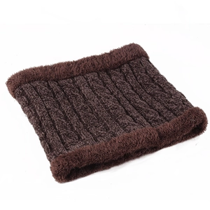 Winter chenille knit neck warmer with thick faux fleece lining in dark brown color