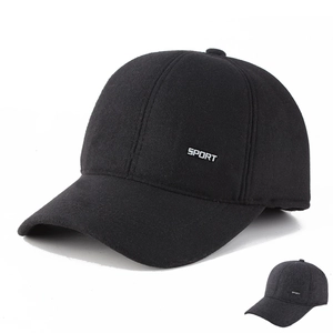 Winter Warm Woolen Baseball Cap With Earflaps Fleece Lined Ear Protection Hat For Middle Aged And Elderly Men Sport Style