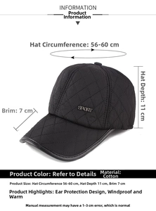 Winter-Baseballkappe mit faltbaren Ohrenklappen, Stepptextur und Sport-Metall-Logo