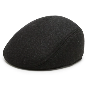 Winter herringbone tweed ivy cap in dark grey with ear flaps for men's warmth
