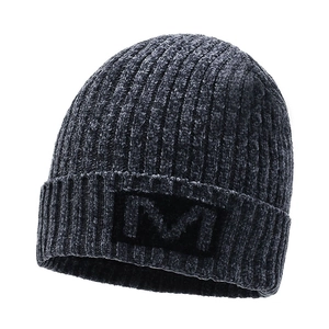 Men's Winter Polyester Knitted Beanie Hat Fleece Lined Thick Warm Skull Cap Ribbed Slouchy Hat Outdoor Skiing Headwear